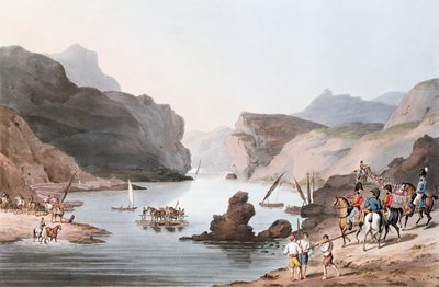 Pass des Tejo bei Villa Velha in das Alemtejo, 20. Mai 1811, graviert von C. Turner von Thomas Staunton St. Clair